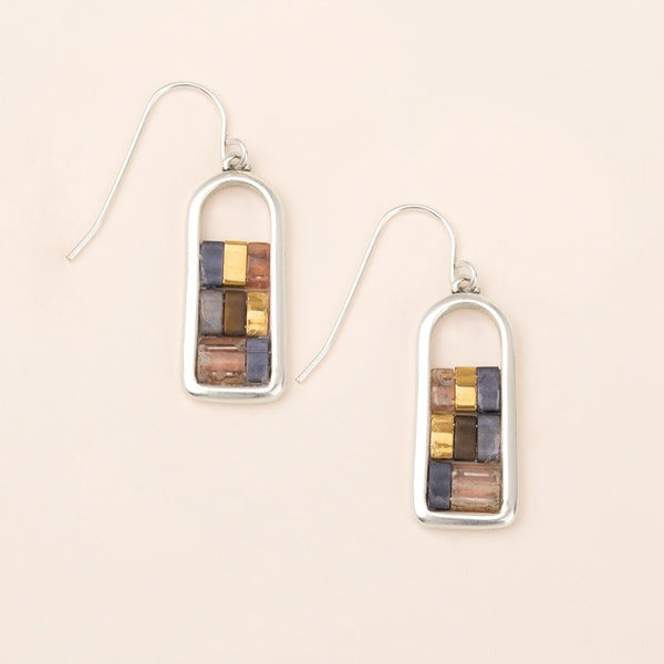 Good Karma Frame Earrings Gunmetal + Silver