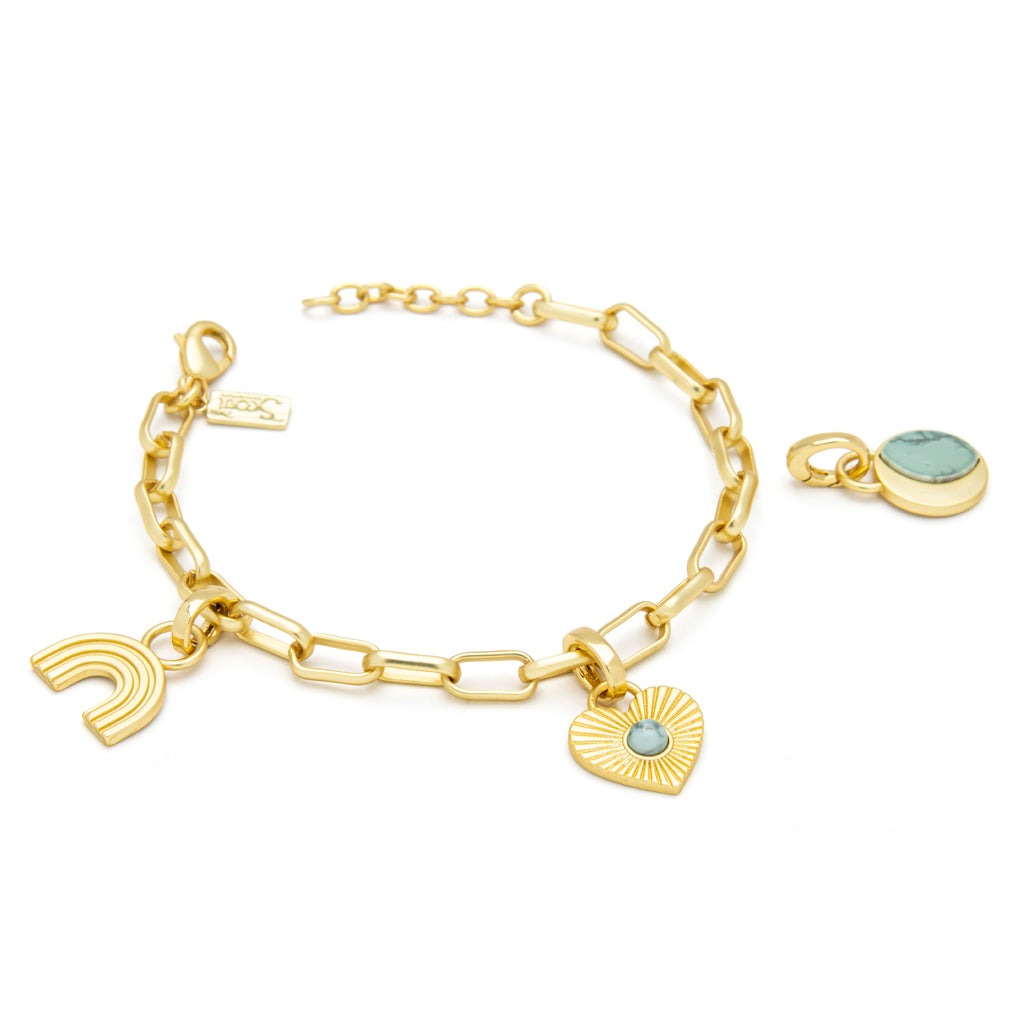 Charm Bracelet Blue Howlite + Gold