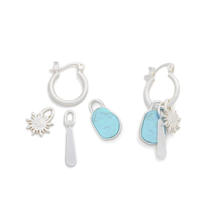 Charm Earrings Turquoise + Silver