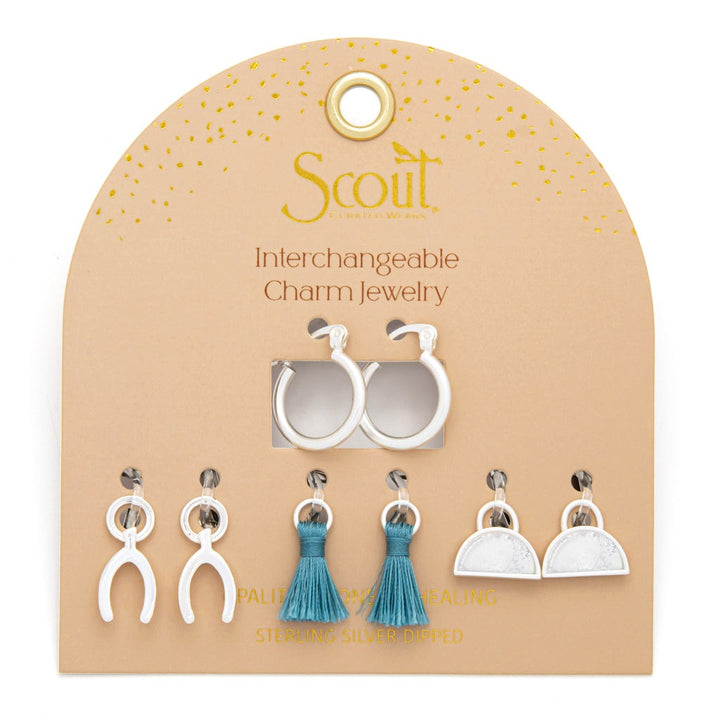 Charm Earrings Opalite + Silver