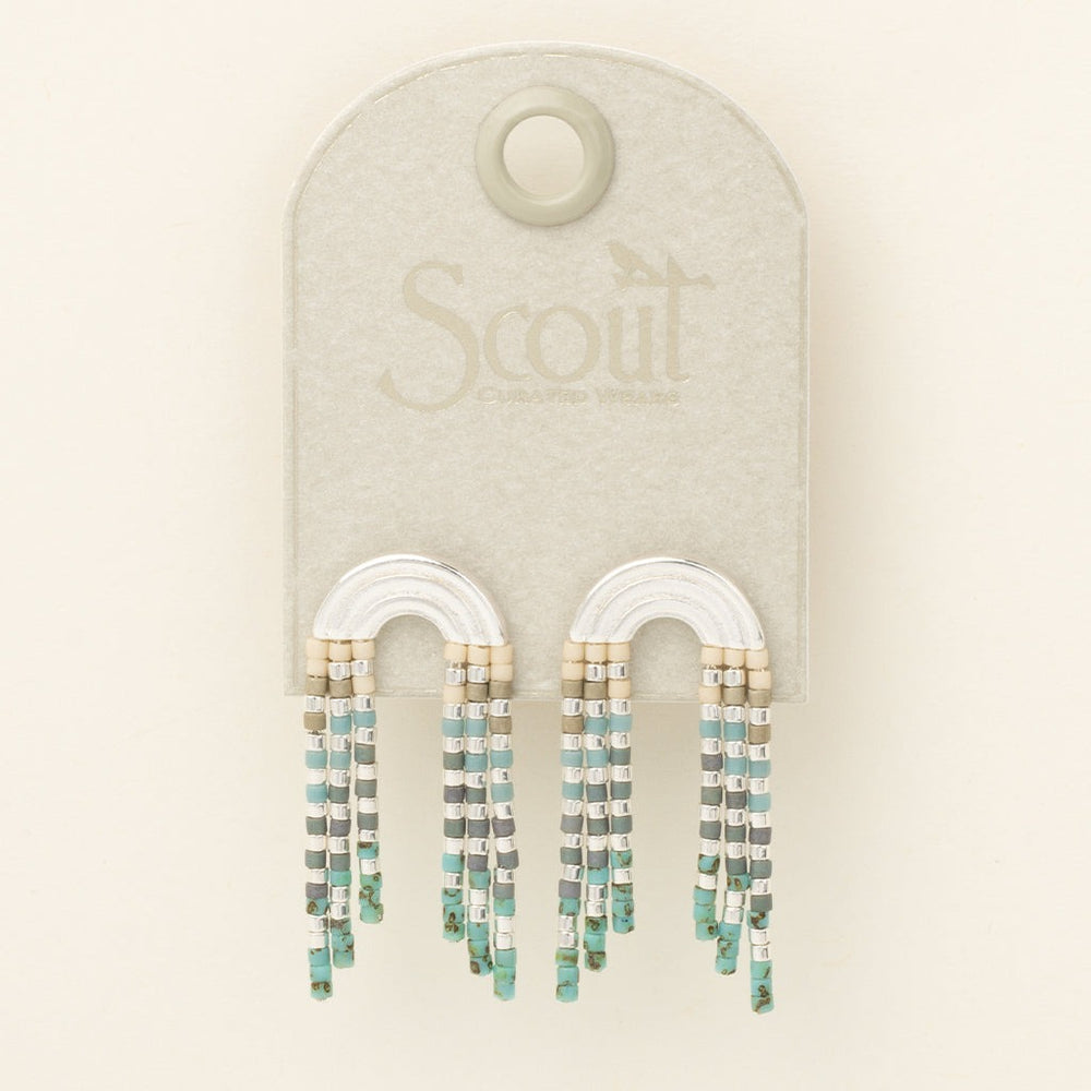 Miyuki Rainbow Fringe Earrings Turquoise