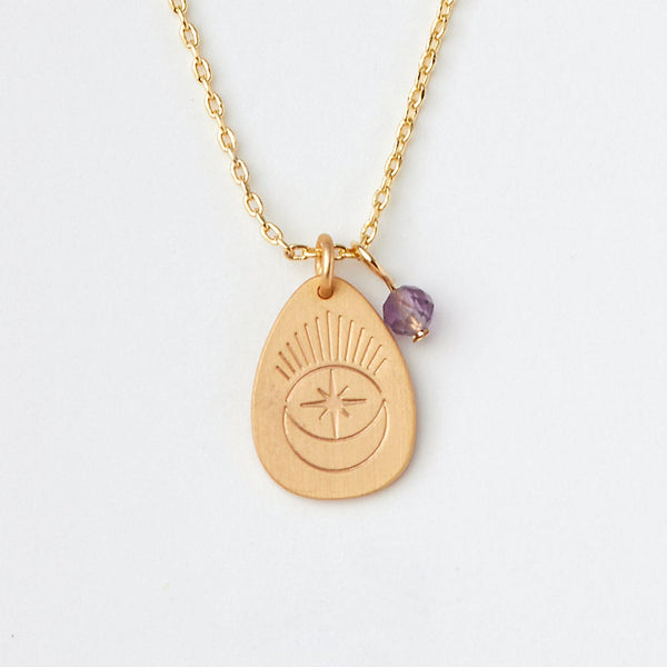 Intention Charm Necklace Amethyst Gold