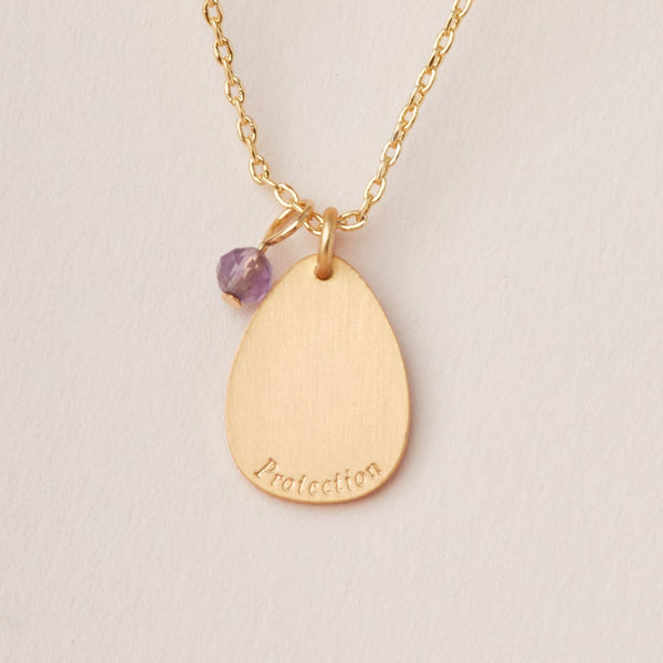 Intention Charm Necklace Amethyst Gold