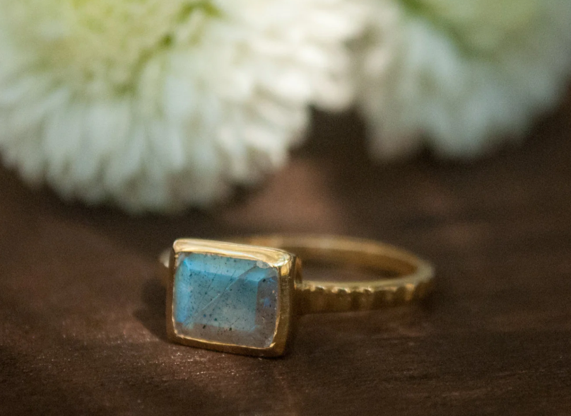 Cherryl Ring Labradorite + Gold