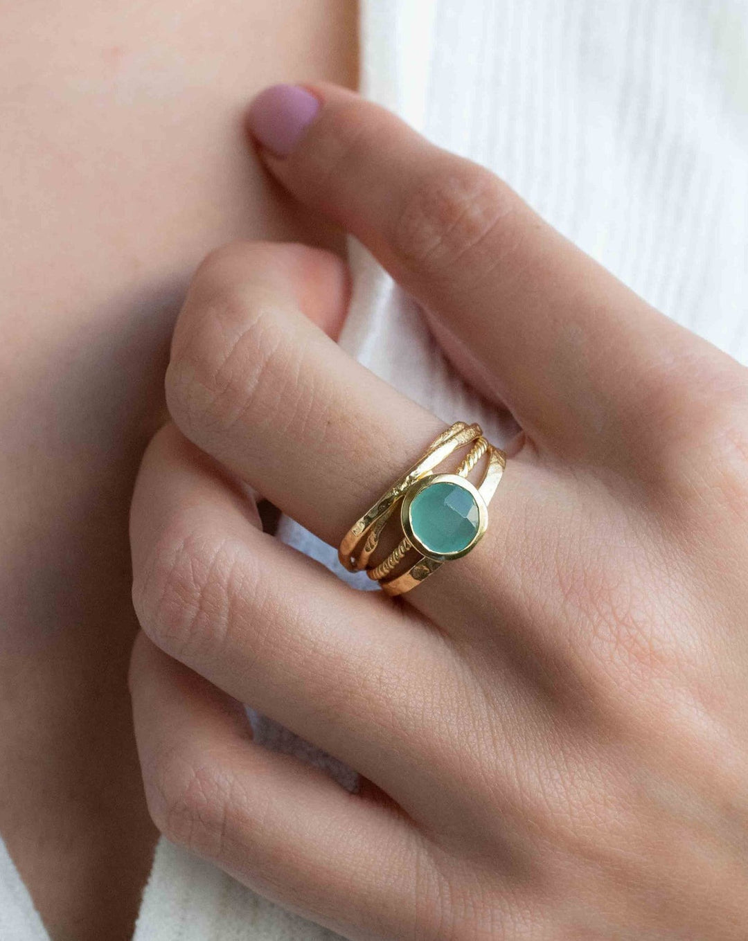 Aqua Chalcedony Ring