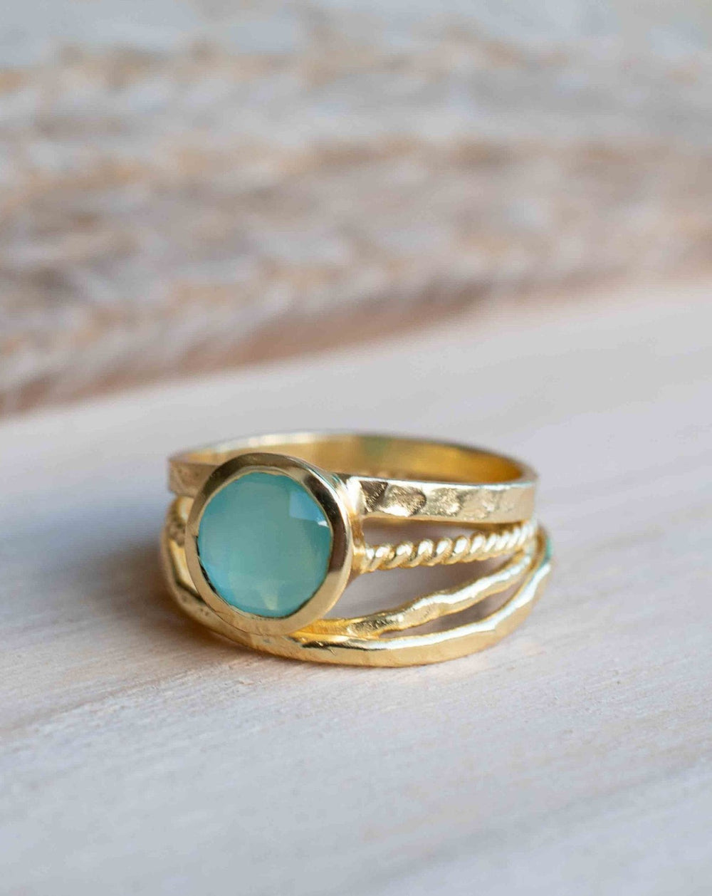 Aqua Chalcedony Ring