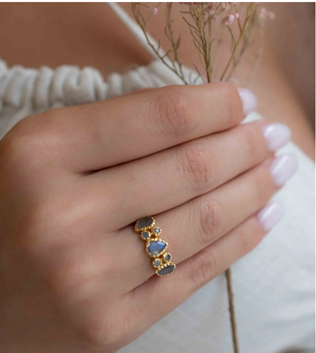 Statement Ring Labradorite Gold