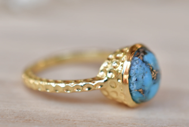 Marcela Ring Copper Turquoise + Gold