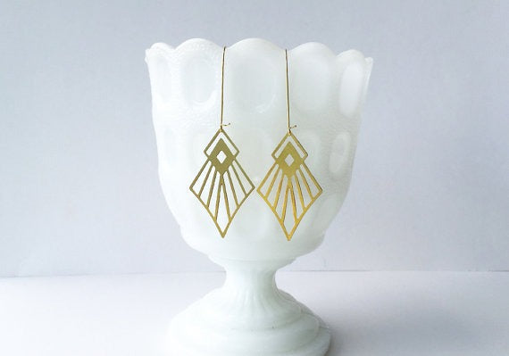 Art Deco Diamond Earrings Gold