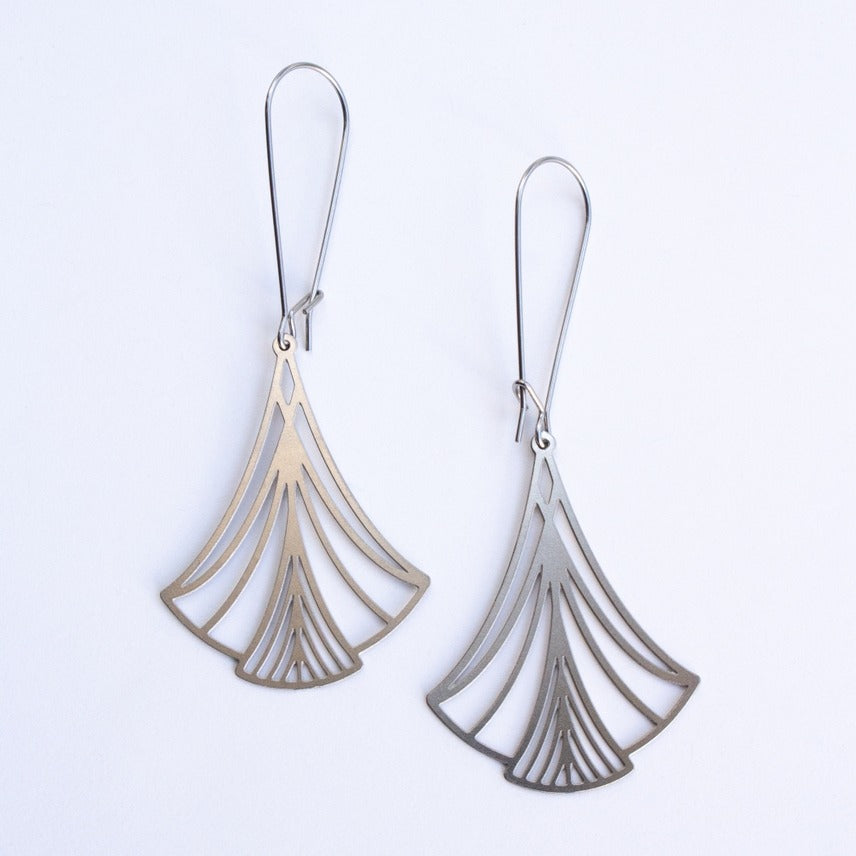 Art Nouveau Triangle Earrings Silver