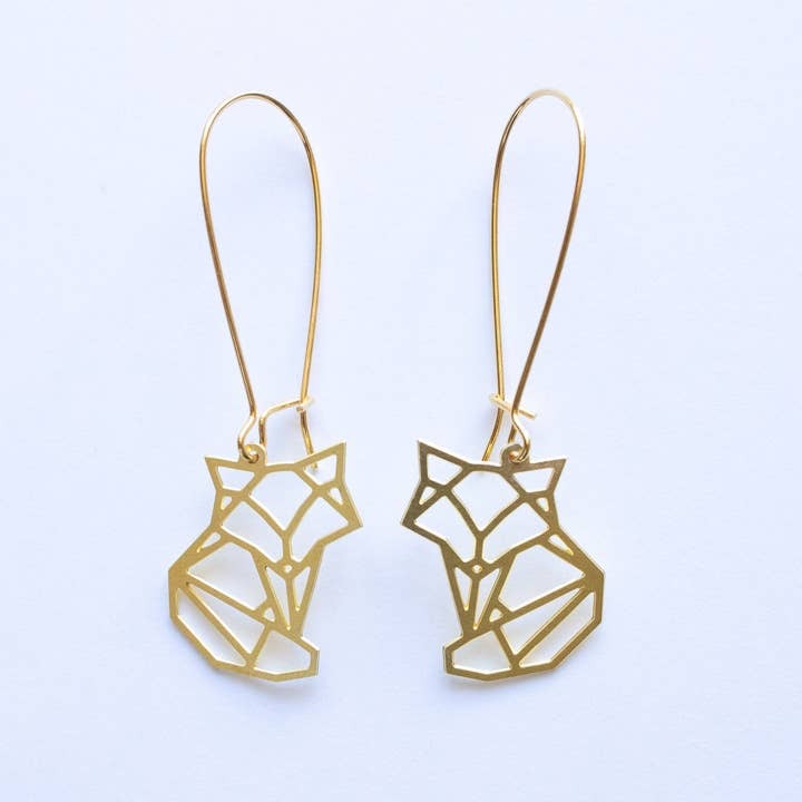 Geometric Fox Earrings Gold