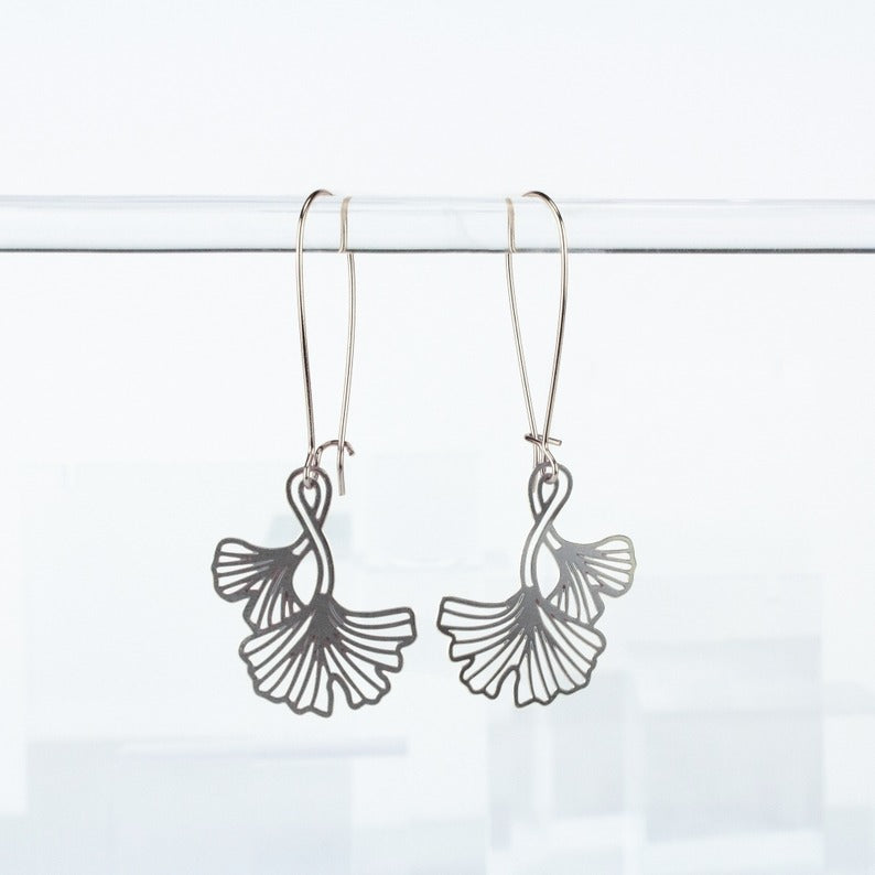 Ginkgo Leaves Earrings Silver