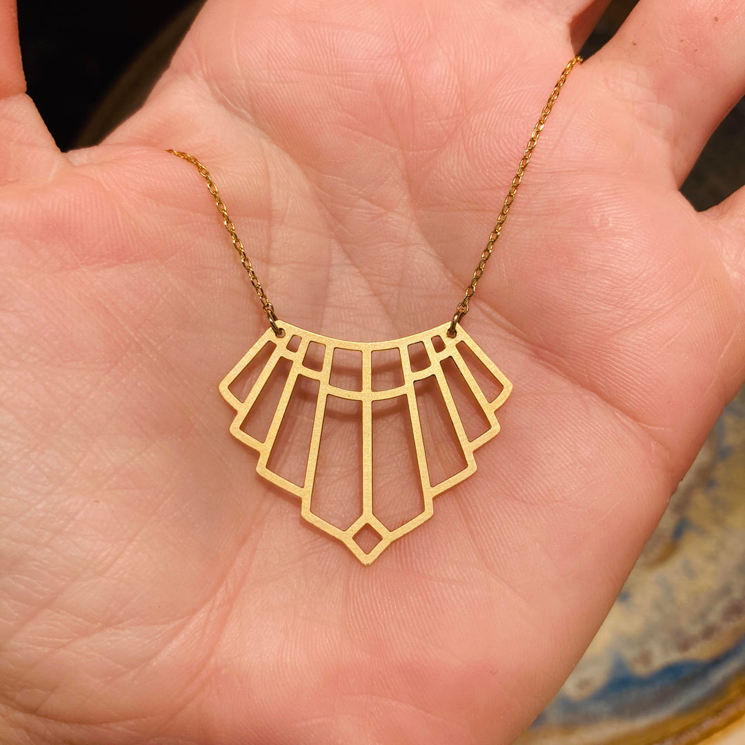 Art Deco Arch Necklace Gold