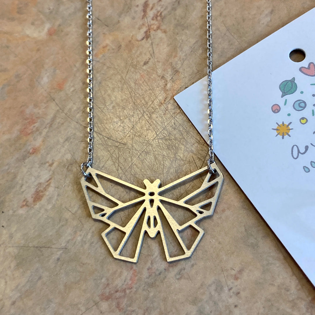 Butterfly Geometric Necklace Silver