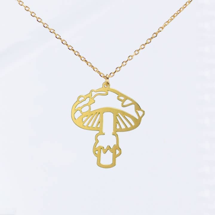 Mushroom Necklace Gold