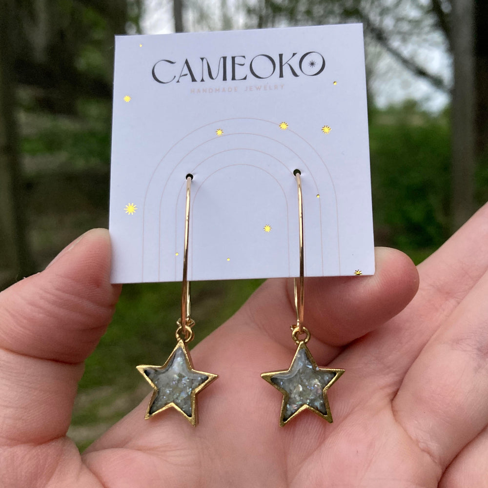 Becky Star Hoop Earrings Mother of Pearl