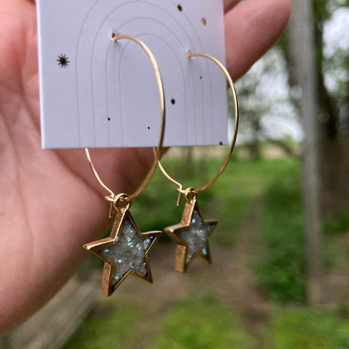 Becky Star Hoop Earrings Mother of Pearl