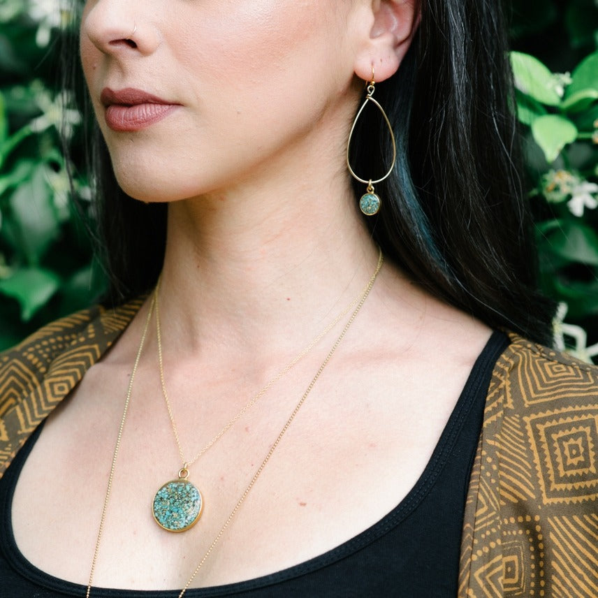 Teardrop Hoop Turquoise + Gold