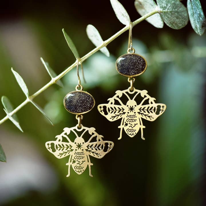 Full Moon Earrings Lepidolite + Chrysocolla