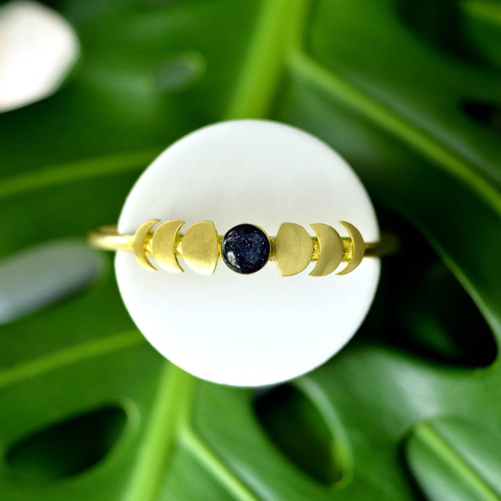 Moonphase Cuff Bracelet Blue Goldstone