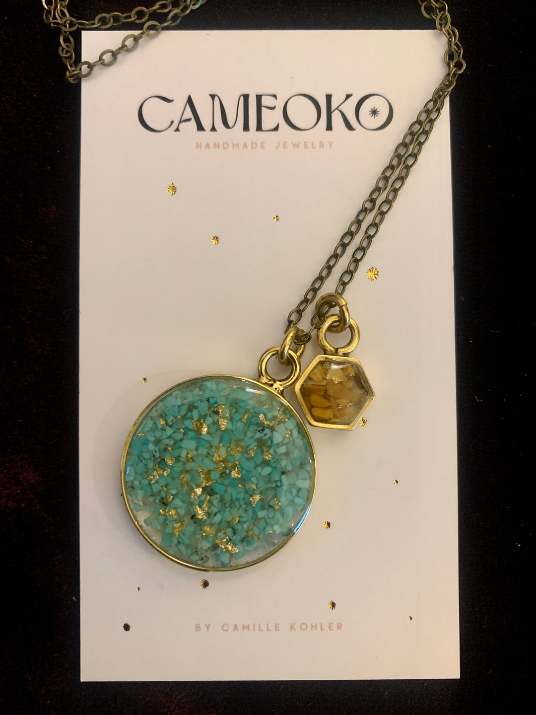 Sweetest Duo Necklace Turquoise + Yellow Jasper