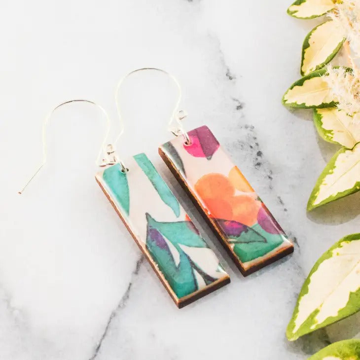 Modern Watercolor Floral Earrings