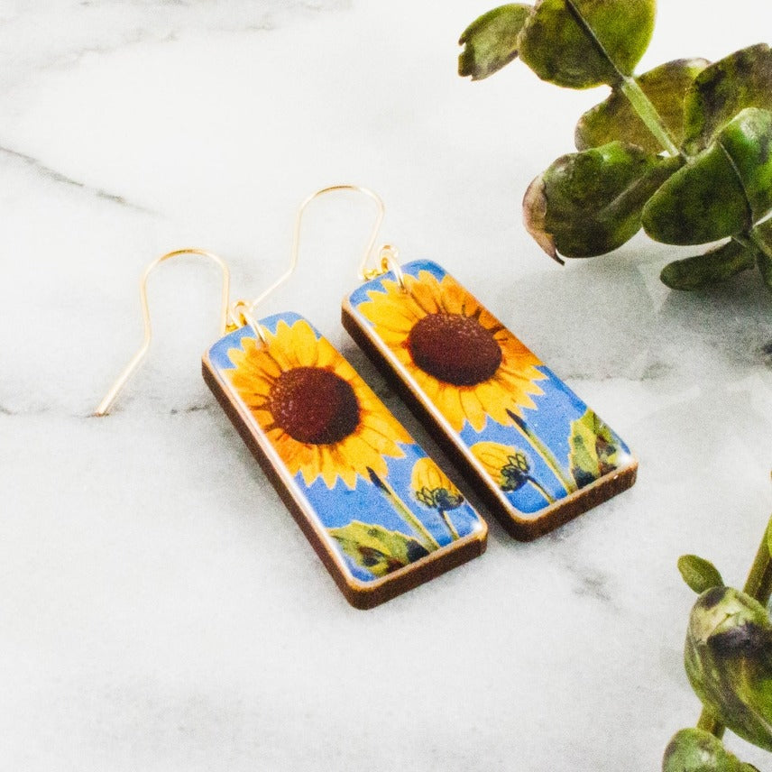 Sunflower Vintage Matchbook Earrings