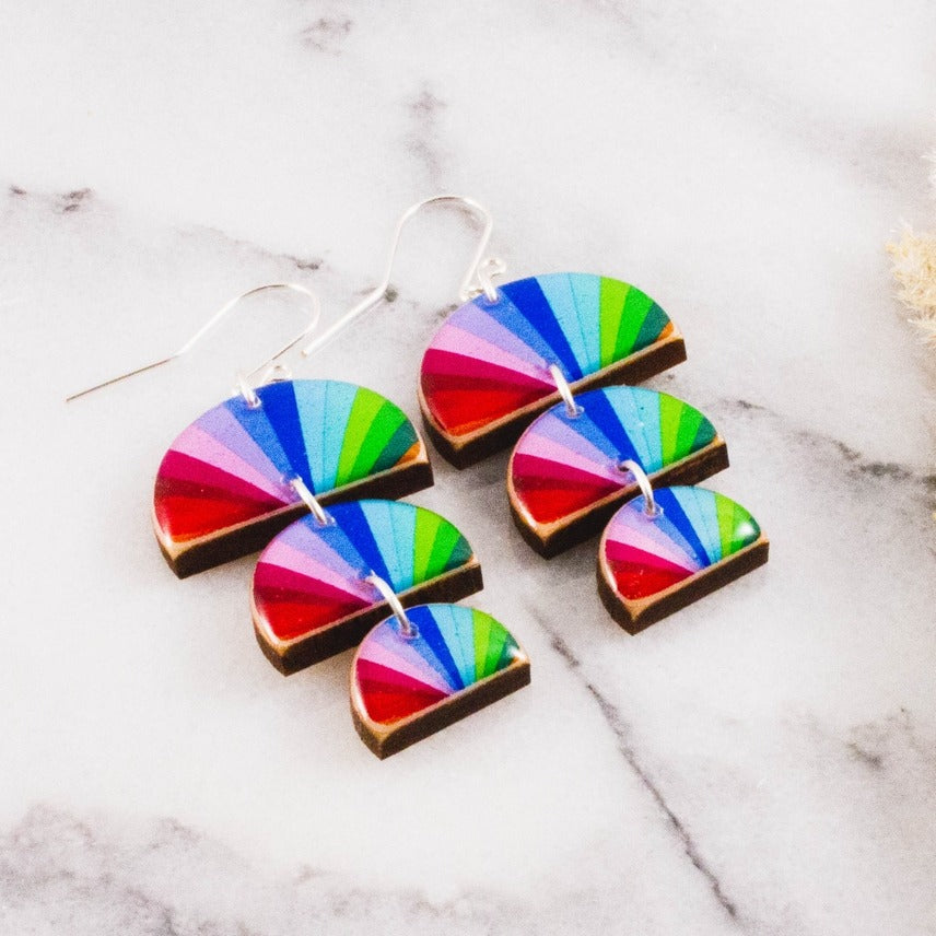 Triple Rainbow Stripe Earrings