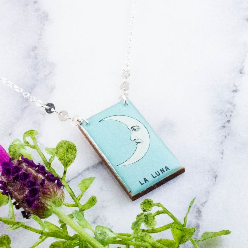 Mexican Loteria La Luna Necklace