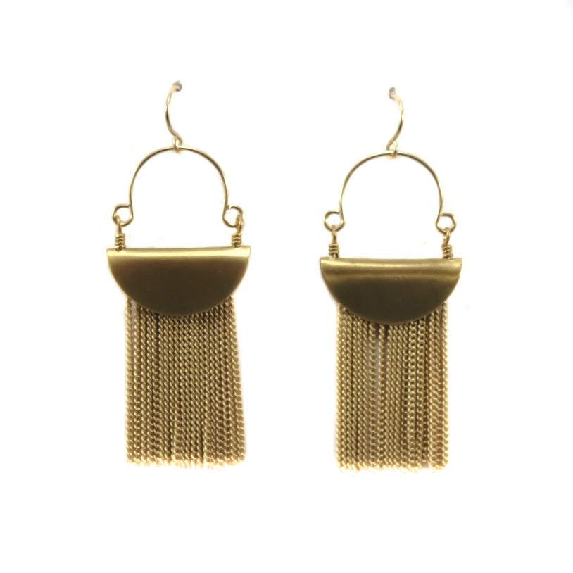 Modern Fringe Earrings Brass + Gold Plate