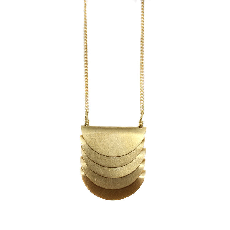 Modern Stacked Necklace Brass Gold Plate