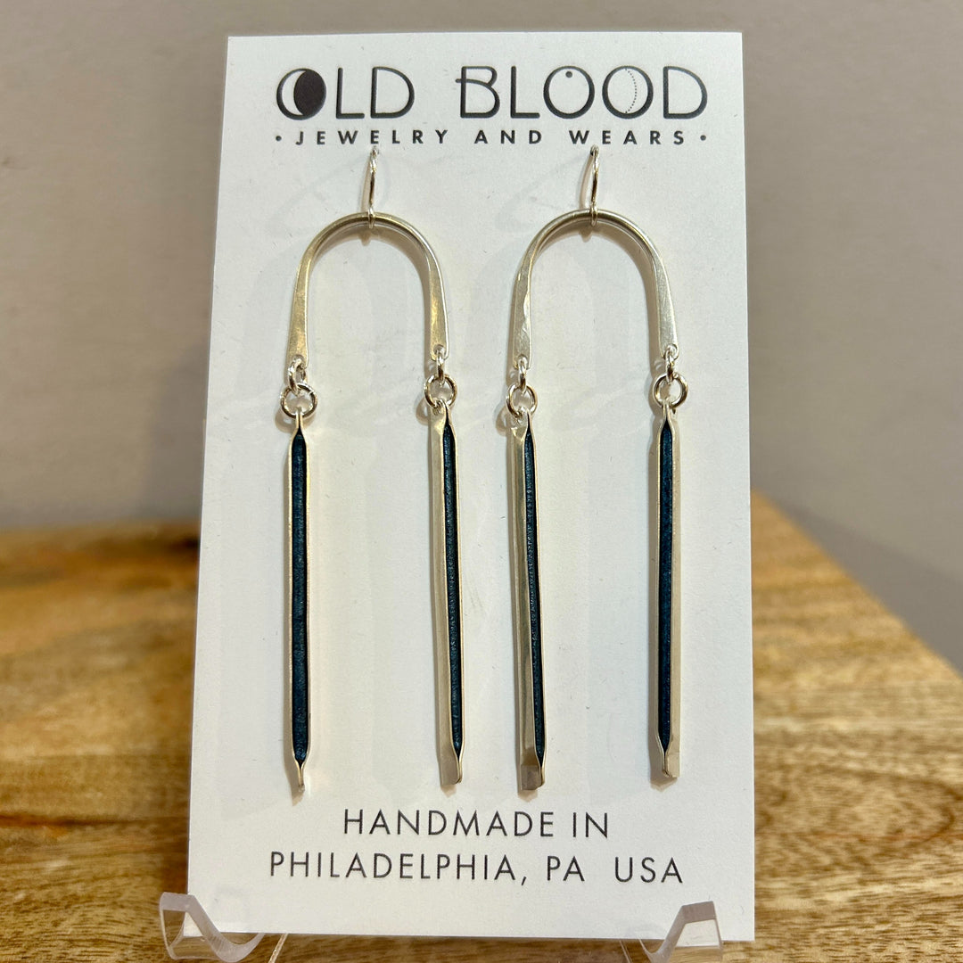 Inlay Arc Earrings Royal + Sterling Silver