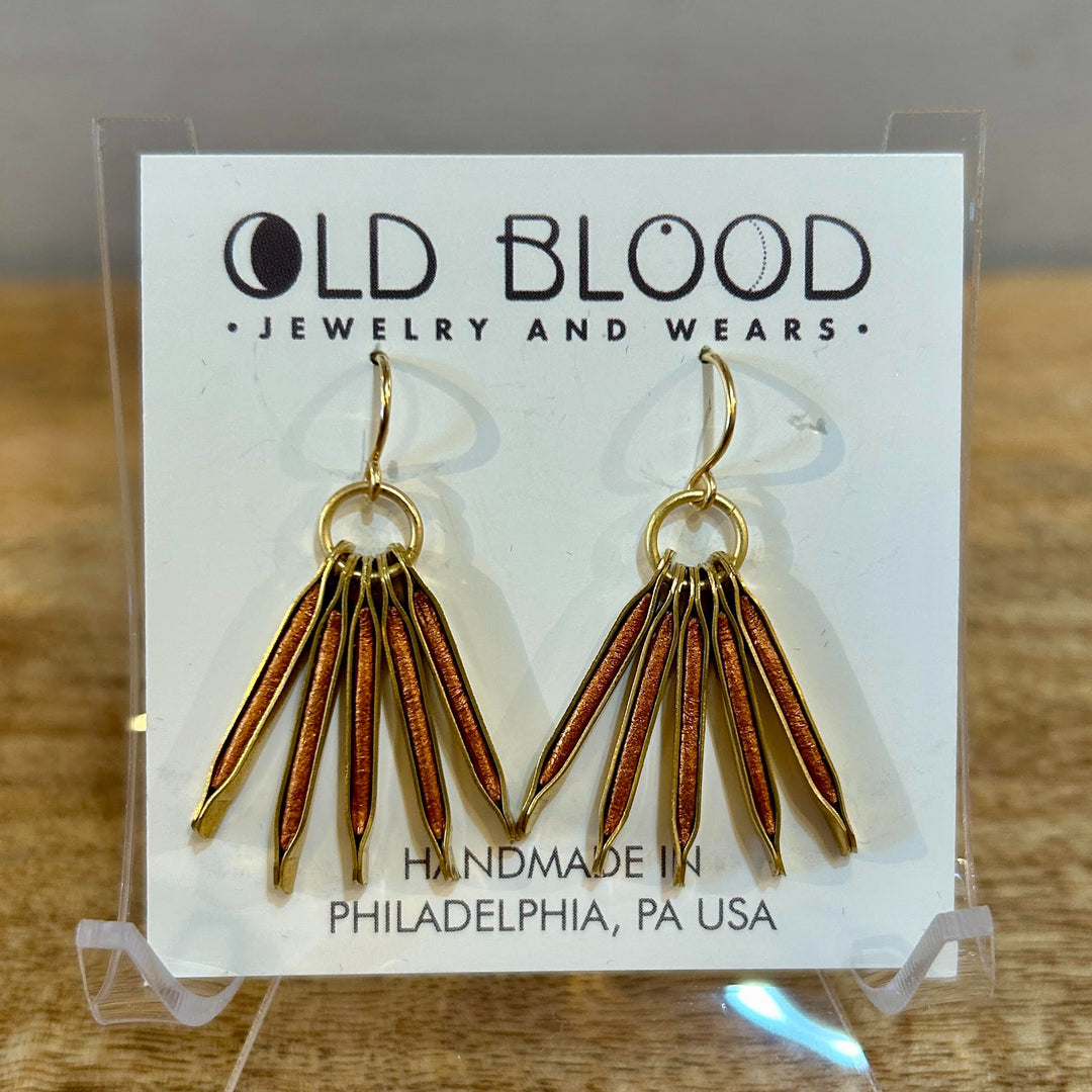 Inlay Sunburst Earrings Copper, Brass + Gold