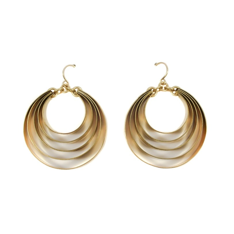 Ripple Earrings Large Brass + Gold