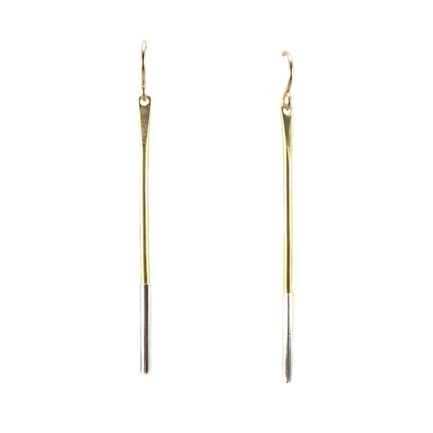 Sticks Branch Earrings Brass + Silver