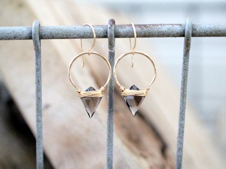 Albatross Earrings Smoky Quartz Gold