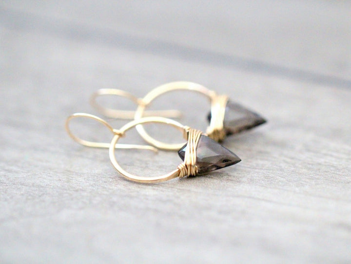 Albatross Earrings Smoky Quartz Gold