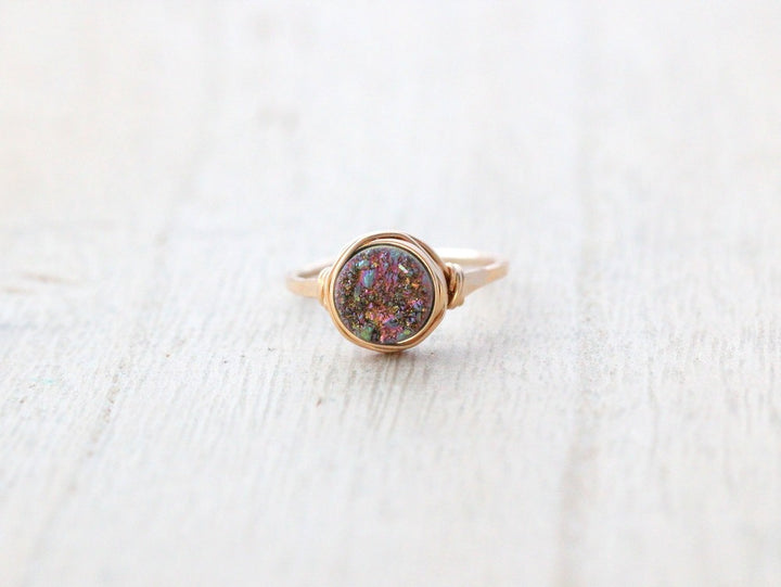 Druzy Stacking Ring Unicorn Gold Sz 7