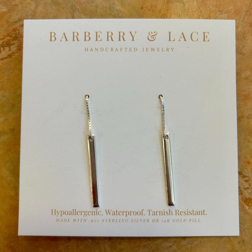 Bar Threaded Earrings Silver