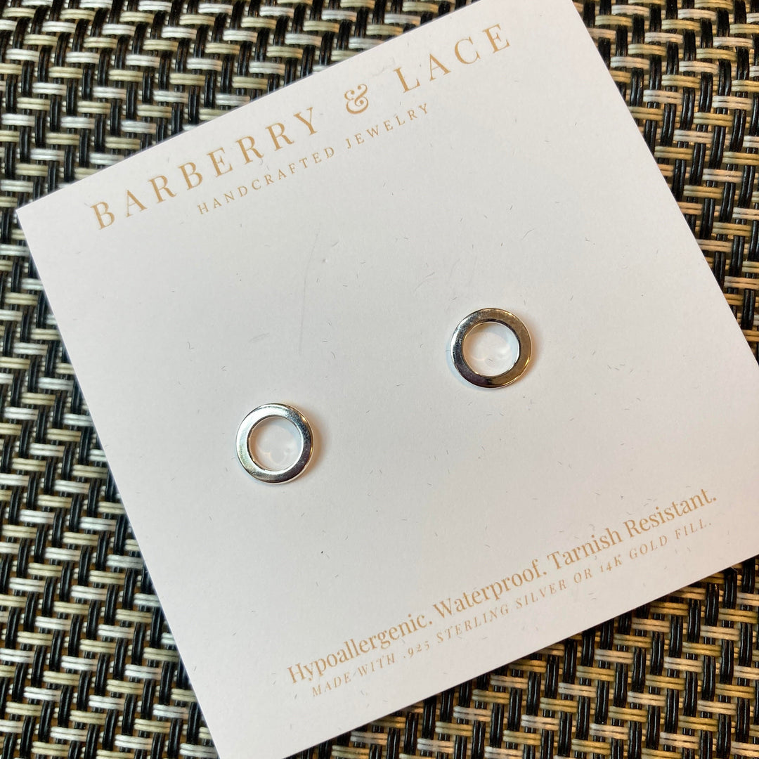 Open Circle Stud Earrings Silver