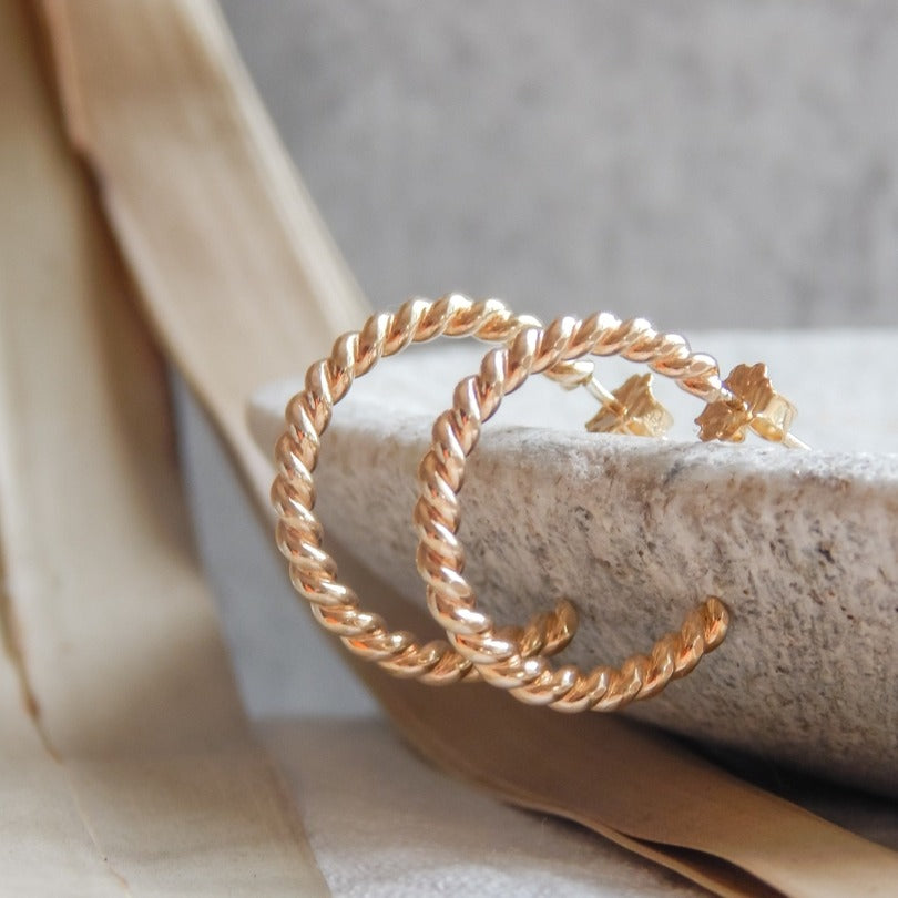 Twist Hoop Earrings Gold