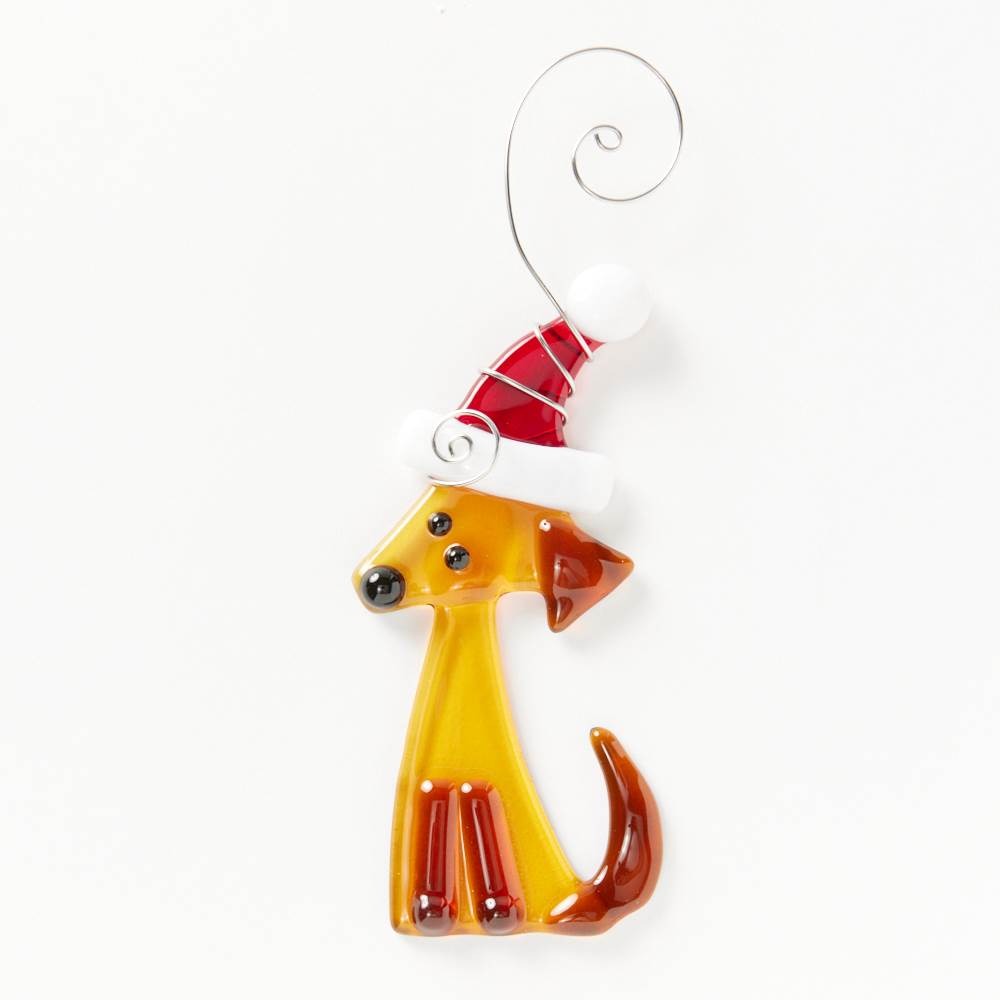 Dog Suncatcher Golden with Santa Hat