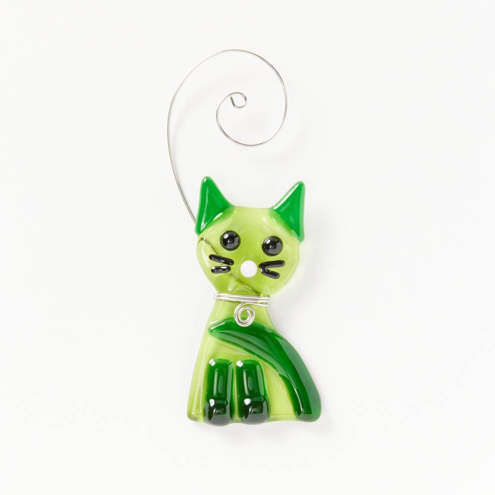 Fluffy Cat Suncatcher Lime Green