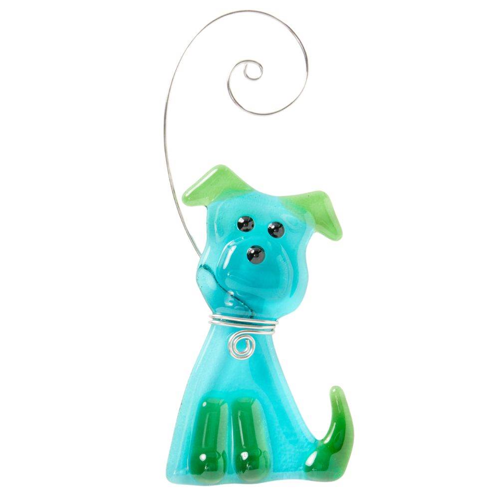 Fluffy Dog Suncatcher Teal + Green