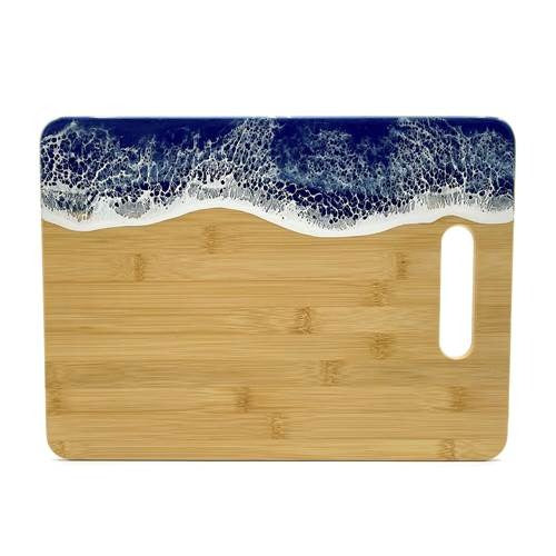 Large Ocean Wave Cutting Board Ocean Blue Horizontal