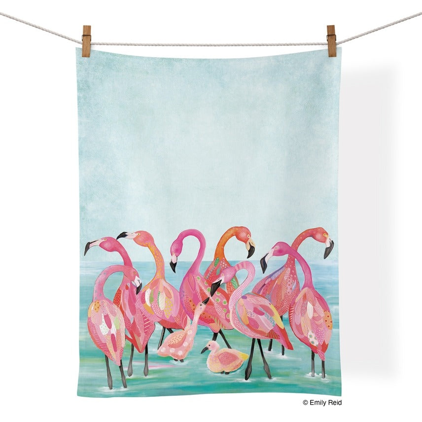 Cotton Tea Towel Flamingo Beach