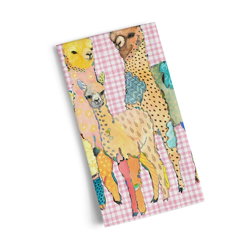 Cotton Tea Towel Llama Family