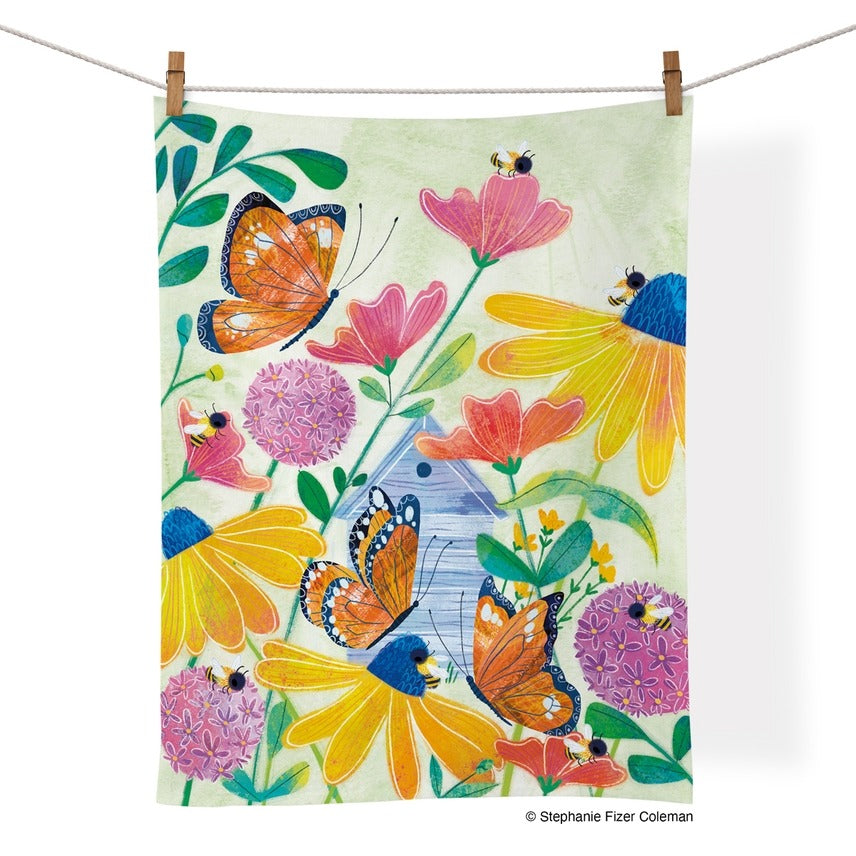 Cotton Tea Towel Butterflies & Bees