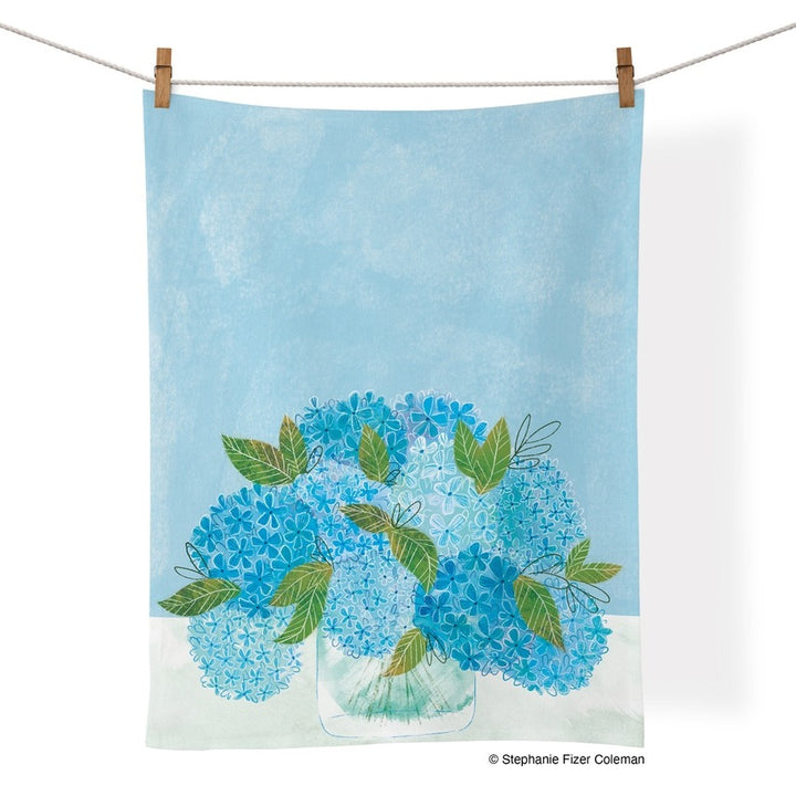 Cotton Tea Towel Blue Hydrangeas