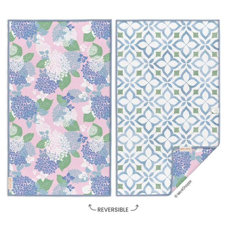 Microfiber Kitchen Dish Towel Hydrangea Tile